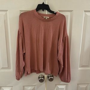 Madewell pink long sleeve belled shirt. Super soft NWT. Size large